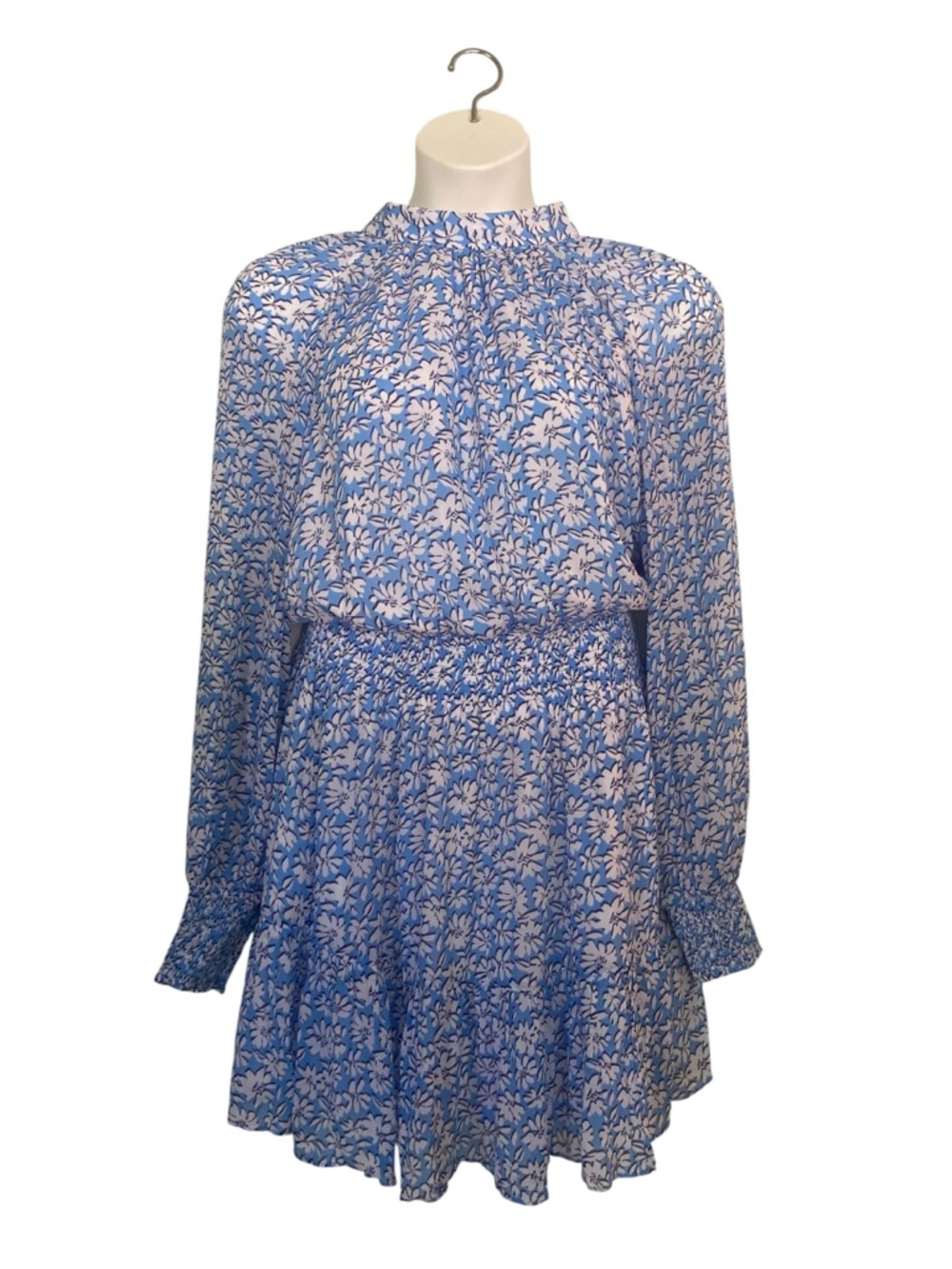 LILLY PULITZER Ellielynn Long Sleeve Blue Floral Dress Smocked Plus Size 14 New